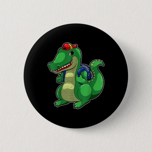 Badge Rond 5 Cm Sac à dos mignon crocodile drôle Retour à l'école (Devant)