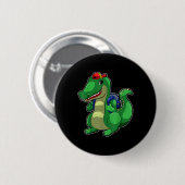 Badge Rond 5 Cm Sac à dos mignon crocodile drôle Retour à l'école (Devant & derrière)