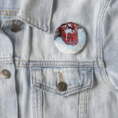 Badge Rond 5 Cm Sac du Père Noël dans la neige (En situation)