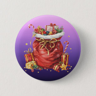 Badge Rond 5 Cm Sacoche cadeau de Noël avec cadeaux