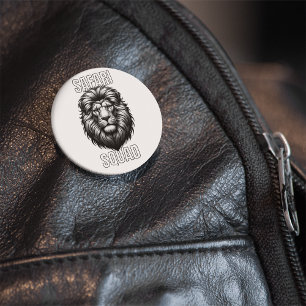 Badge Rond 5 Cm Safari Squad African Lion Head Zoo Aventure