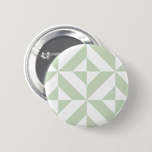 Badge Rond 5 Cm Sage Green Geometric Deco Cube Pattern (Devant & derrière)
