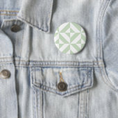 Badge Rond 5 Cm Sage Green Geometric Deco Cube Pattern (En situation)