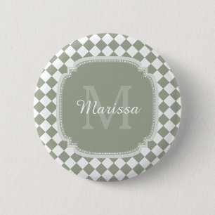 Badge Rond 5 Cm Sage vert tendance Vérifié Nom Monogrammé