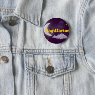 Badge Rond 5 Cm Sagittaire Esthétique Céleste Lune Nuages Étoiles
