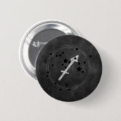 Badge Rond 5 Cm Sagittaire noir et argent constellation zodiaque (Devant & derrière)
