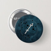 Badge Rond 5 Cm Sagittaire noir et argent constellation zodiaque (Devant & derrière)