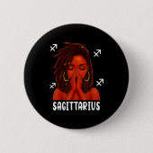 Badge Rond 5 Cm Sagittarius Loc'd Black Woman Pray Christian Zodia (Devant)