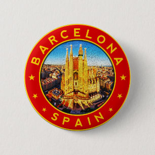 Badge Rond 5 Cm Sagrada Familia Barcelone