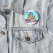 Badge Rond 5 Cm Sagrada Familia Barcelone (En situation)