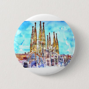 Badge Rond 5 Cm Sagrada Familia Barcelone