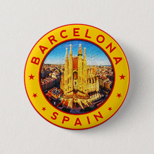 Badge Rond 5 Cm Sagrada Familia Barcelone