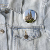 Badge Rond 5 Cm Sagrada Familia Barcelone Espagne (En situation)