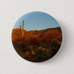 Badge Rond 5 Cm Saguaro Sunset I Arizona Désert Paysage