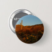 Badge Rond 5 Cm Saguaro Sunset I Arizona Désert Paysage (Devant & derrière)