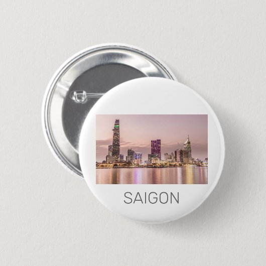 Badge Rond 5 Cm Saigon Ho Chi Minh Ville HCMC Vietnam Sunset (Devant & derrière)