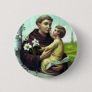 Badge Rond 5 Cm Saint António et garçon Jesus