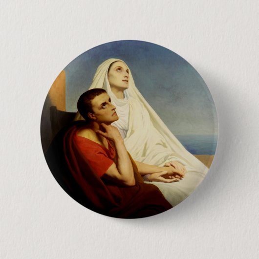 Badge Rond 5 Cm Saint Augustin et Saint Monica (Devant)