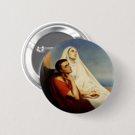 Badge Rond 5 Cm Saint Augustin et Saint Monica (Devant & derrière)