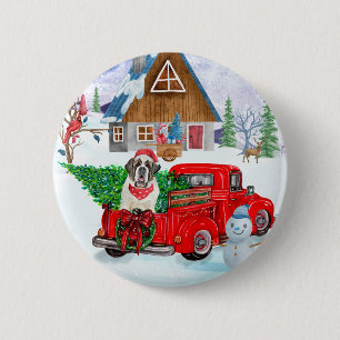 Badge Rond 5 Cm Saint Bernard Chien dans la livraison de Noël Cami