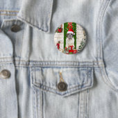 Badge Rond 5 Cm Saint Bernard Chien Noël (En situation)