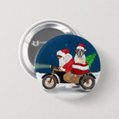 Badge Rond 5 Cm Saint Bernard Chien Noël Père Noël (Devant & derrière)