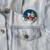 Badge Rond 5 Cm Saint Bernard Chien Noël Père Noël (En situation)