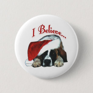 Badge Rond 5 Cm Saint Bernard I Believe - Bouton