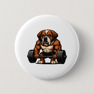 Badge Rond 5 Cm Saint Bernard Poids Bodybuilder Workbuilding Gy