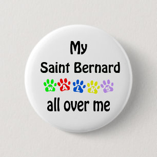 Badge Rond 5 Cm Saint Bernard Walks Design