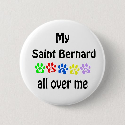 Badge Rond 5 Cm Saint Bernard Walks Design (Devant)