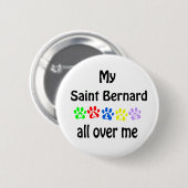 Badge Rond 5 Cm Saint Bernard Walks Design (Devant & derrière)