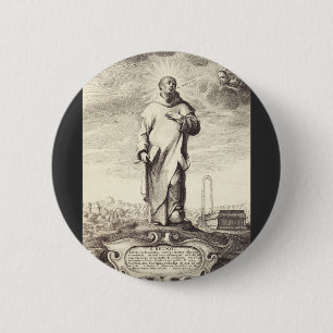 Badge Rond 5 Cm Saint Bruno de Cologne Gravure Ancienne Style Arti