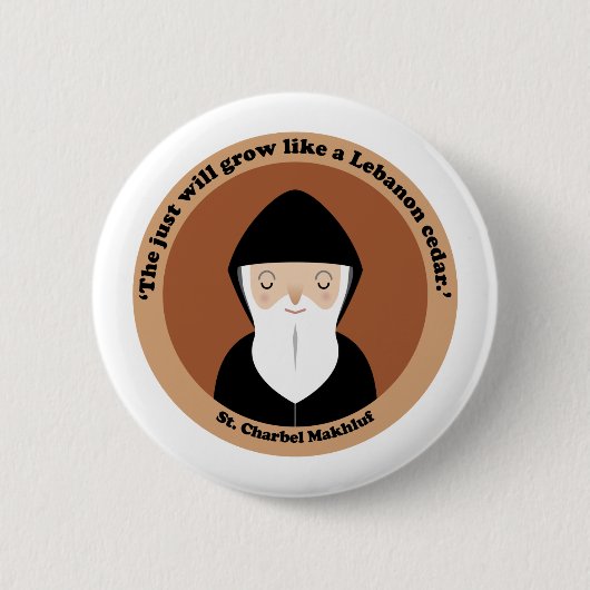 Badge Rond 5 Cm Saint Charbel Makhluf (Devant)