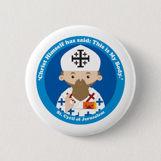 Badge Rond 5 Cm Saint Cyrille de Jérusalem (Devant)