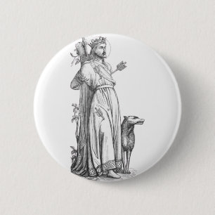 Badge Rond 5 Cm Saint Edmund le Martyr Roi des Angles de l'Est