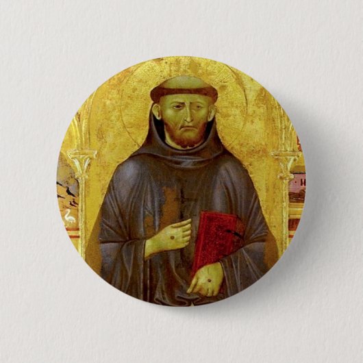 Badge Rond 5 Cm Saint Francis d'iconographie médiévale d'Assisi (Devant)