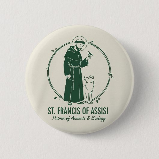 Badge Rond 5 Cm Saint François d'Assise (Devant)