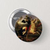 Badge Rond 5 Cm Saint George combattre le dragon par Raphael Sanzi (Devant & derrière)