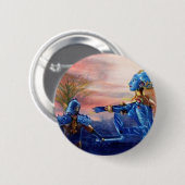 BADGE ROND 5 CM SAINT GEORGE ET ALIEN DRAGON (Devant & derrière)