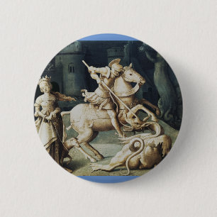 Badge Rond 5 Cm Saint Georges et le Dragon Grand Martyr