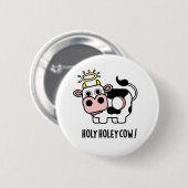 Badge Rond 5 Cm Saint Holey vache drôle animal jeu (Devant & derrière)
