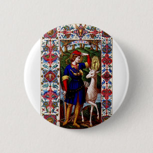 Badge Rond 5 Cm Saint Hubert de Liège avec le cerf