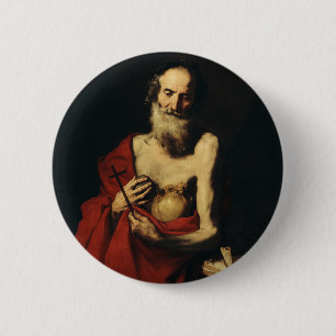 Badge Rond 5 Cm Saint Jerome by Jusepe de Ribera