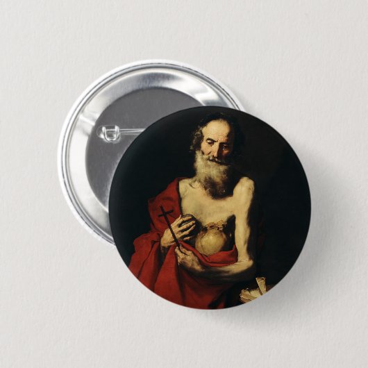 Badge Rond 5 Cm Saint Jérôme par Jusepe de Ribera (Devant & derrière)