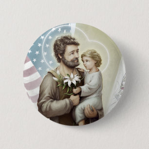 Badge Rond 5 Cm Saint Joseph le Protecteur
