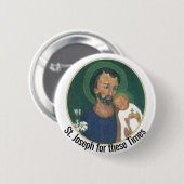 Badge Rond 5 Cm Saint-Joseph pour ces temps (Devant & derrière)