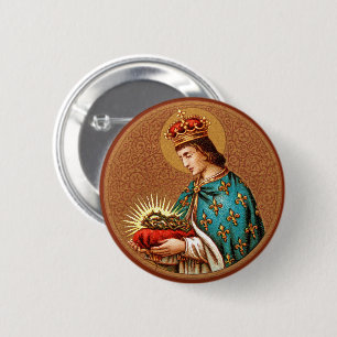 Badge Rond 5 Cm Saint Louis IX (Détail; ‘Médaillon’ uniquement; BK