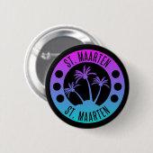 Badge Rond 5 Cm Saint-Martin Blue Gradient Sint Martin (Devant & derrière)