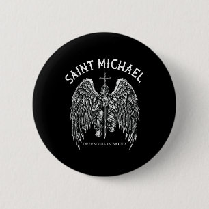 Badge Rond 5 Cm Saint Michael Nous Défend En Bataille